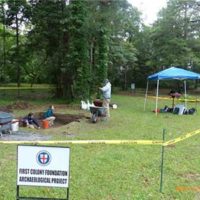Excavating at Fort Raleigh National Historic Site in 2017.