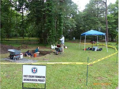 Excavating at Fort Raleigh National Historic Site in 2017.